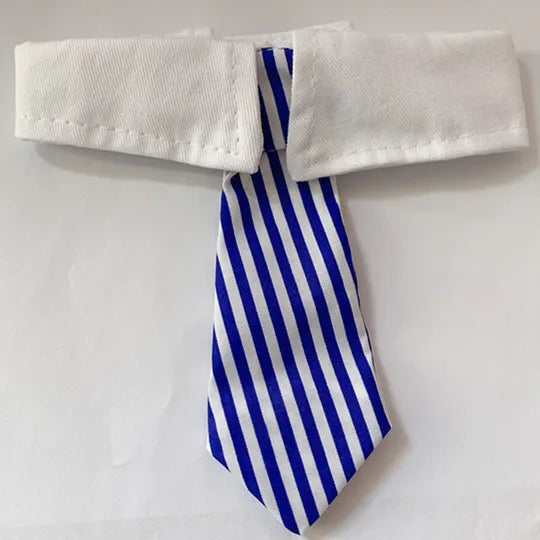 Formal Necktie Collar for Dogs and Cats - Blue White Stripes / 30 cm