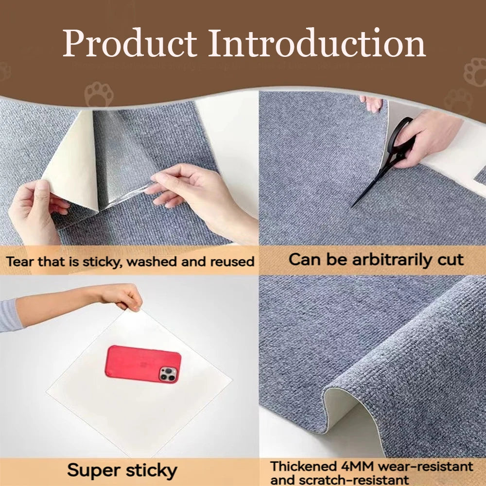 Self-adhesive cat scratching mat