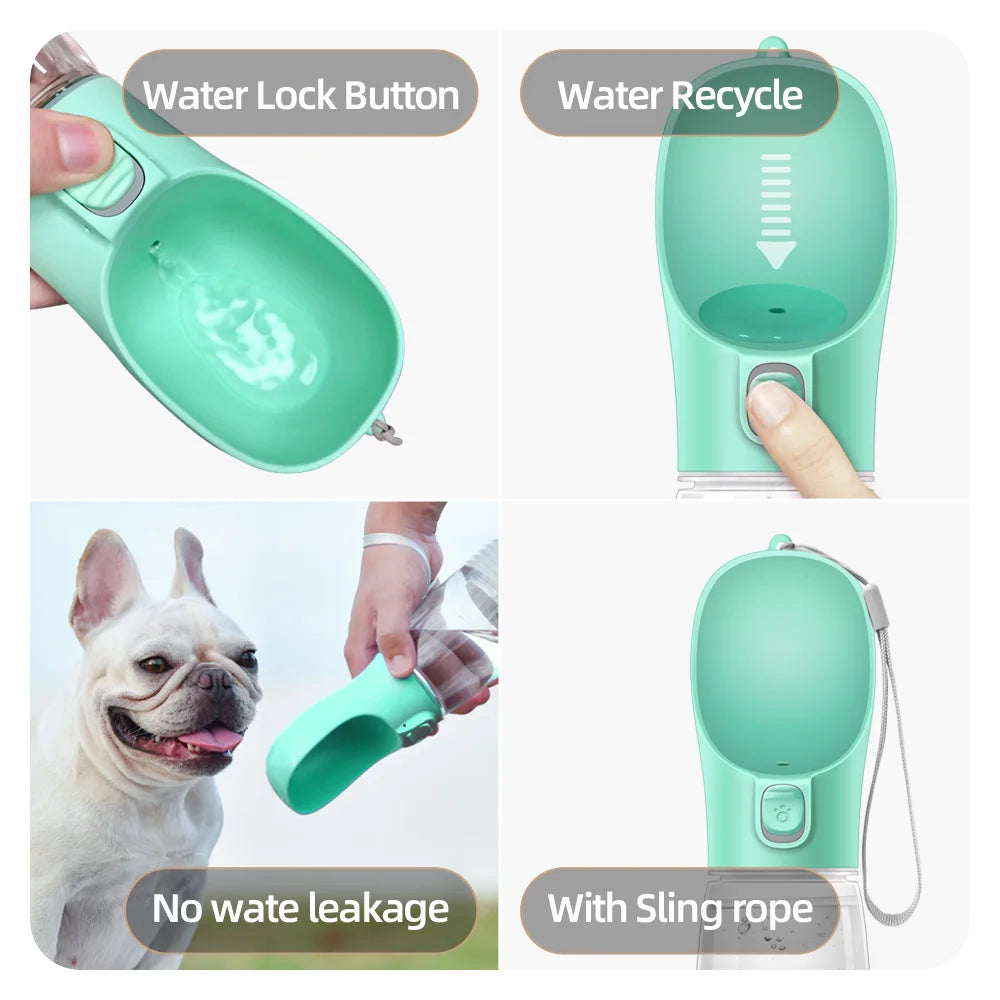 Portable Dog Water Bottle with Drinking Trough