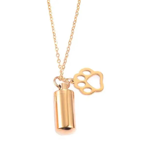 Paw Charm & Cylinder Keepsake Urn Necklace