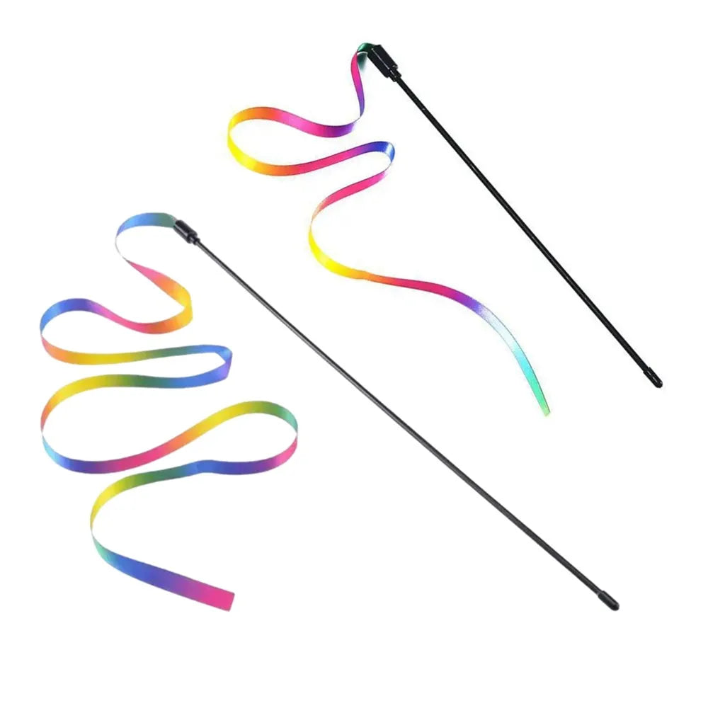 Rainbow Ribbon Cat Teaser Wand - 60 cm And 120 cm