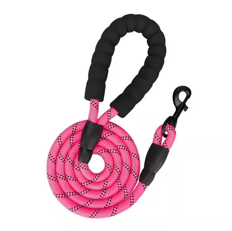Reflective Nylon Rope Dog Lead - Pink / 0.8 cm 3 m