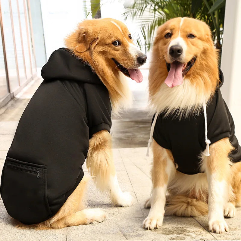 Fleece Hoodie for Large Dogs - Black / XXL
