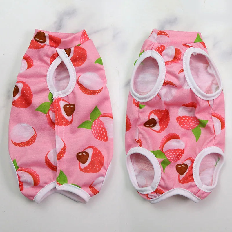 Cat Recovery Suit - Lychee print / S