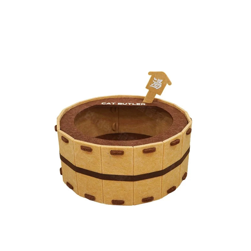 Wooden Tub Felt Cat Bed