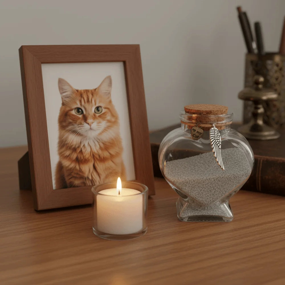 Glass Heart Fur Keepsake Bottle