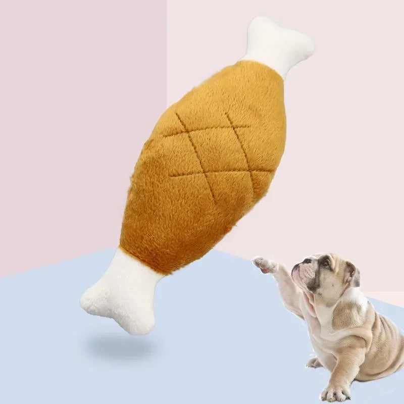 Squeaky Plush Chicken Leg Dog Toy