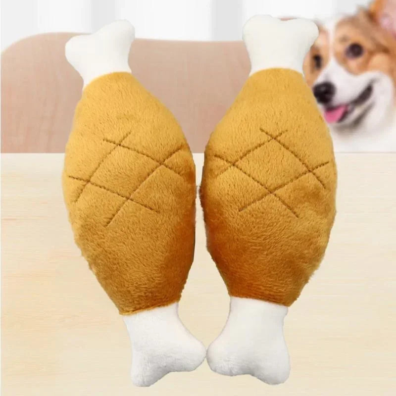 Squeaky Plush Chicken Leg Dog Toy