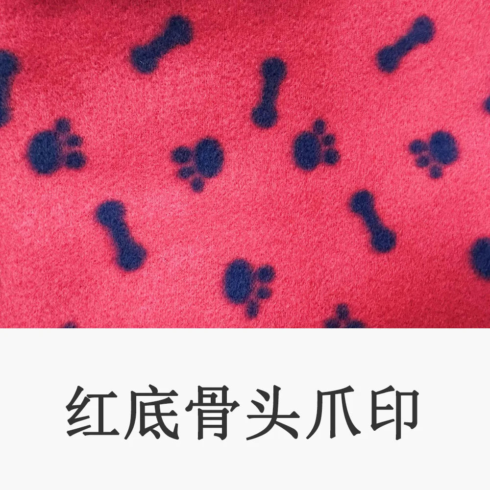 Soft Fleece Pet Blanket - Red Bone Paw / 60 x 70 cm