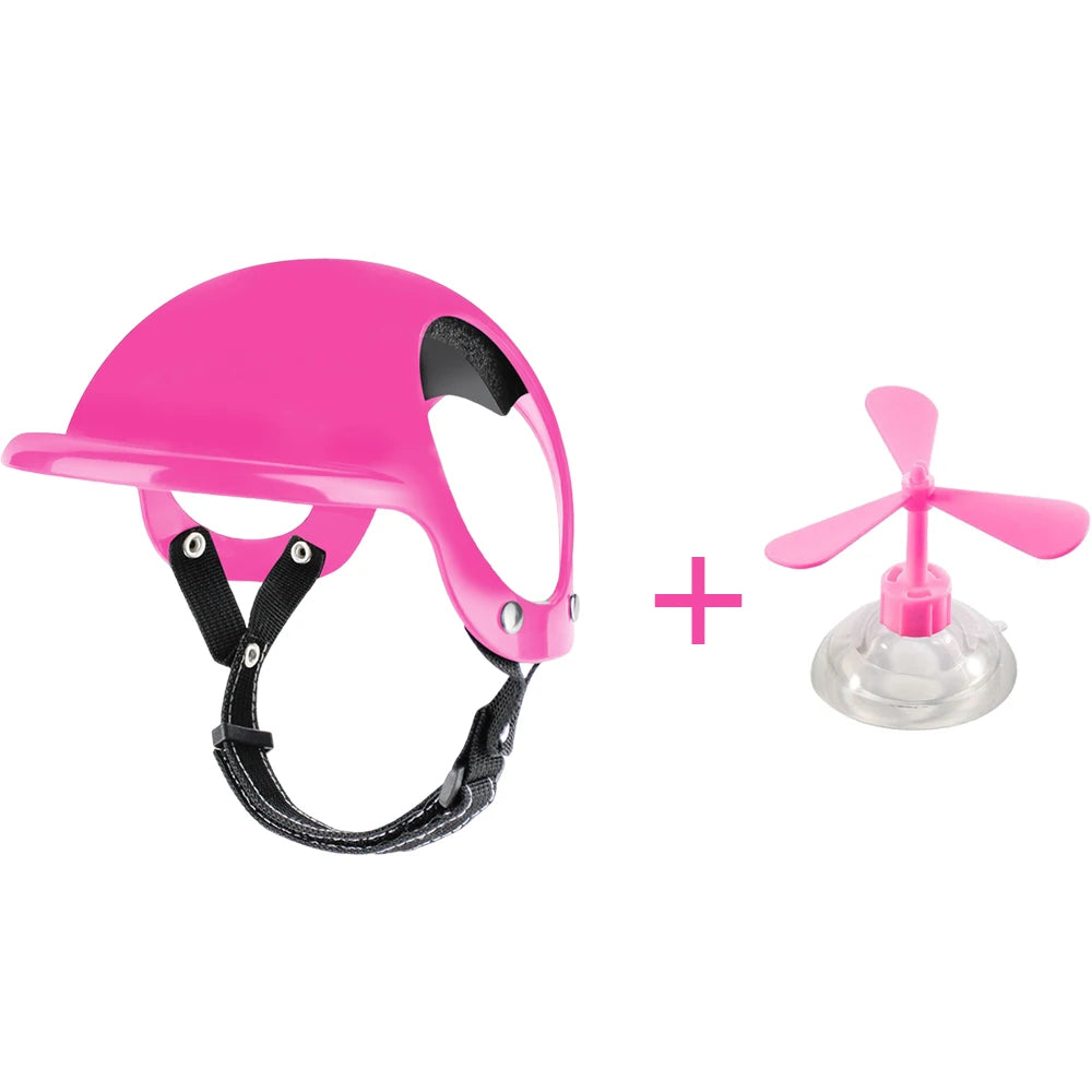 Motorbike-Style Dog Helmet - Pink, with propeller / S (6 to 12.5 kg)