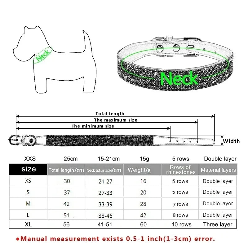 Rhinestone Suede Dog Collar