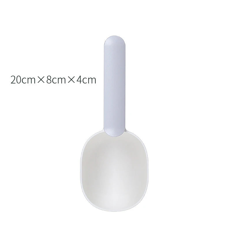 Pet Food Scoop with Bag Clip - Grey and white
