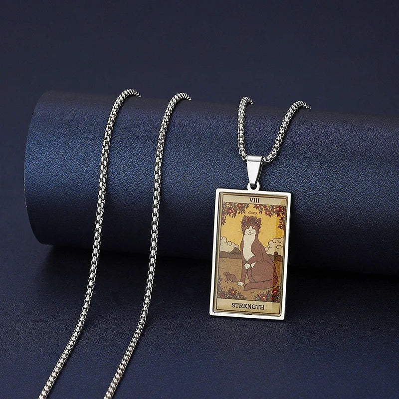 Cat Tarot Card Necklace