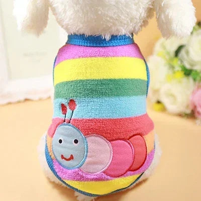 Cartoon Fleece Vest for Cats and Small Dogs - Caterpillar / XXS