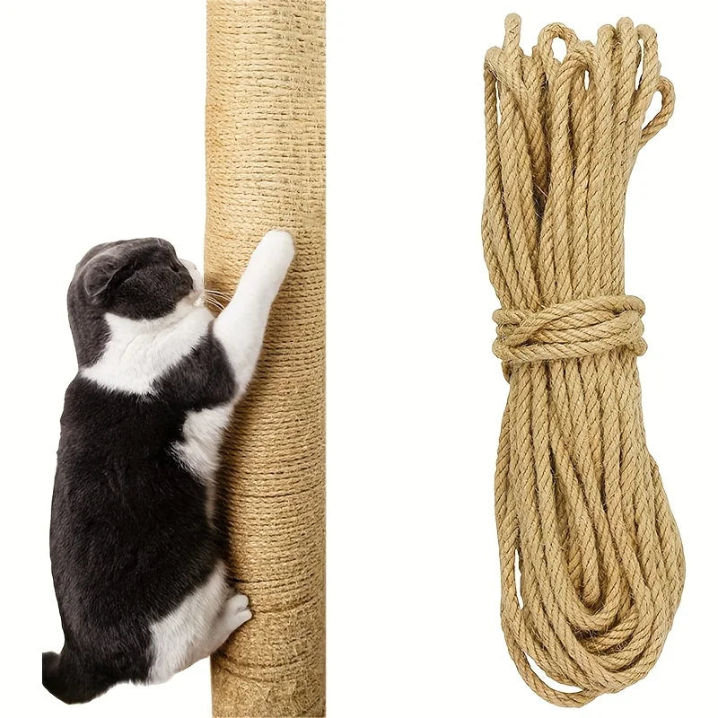 Natural Jute Rope for Cat Scratching Posts, 10 m