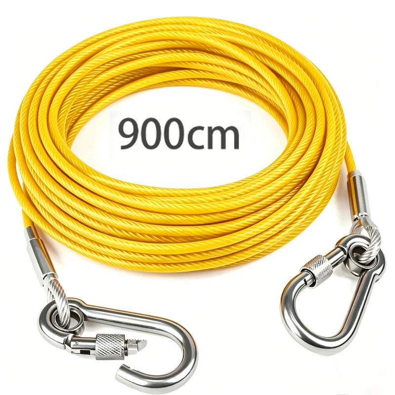 Heavy-Duty Steel Dog Tie-Out Cable - Yellow 900 cm