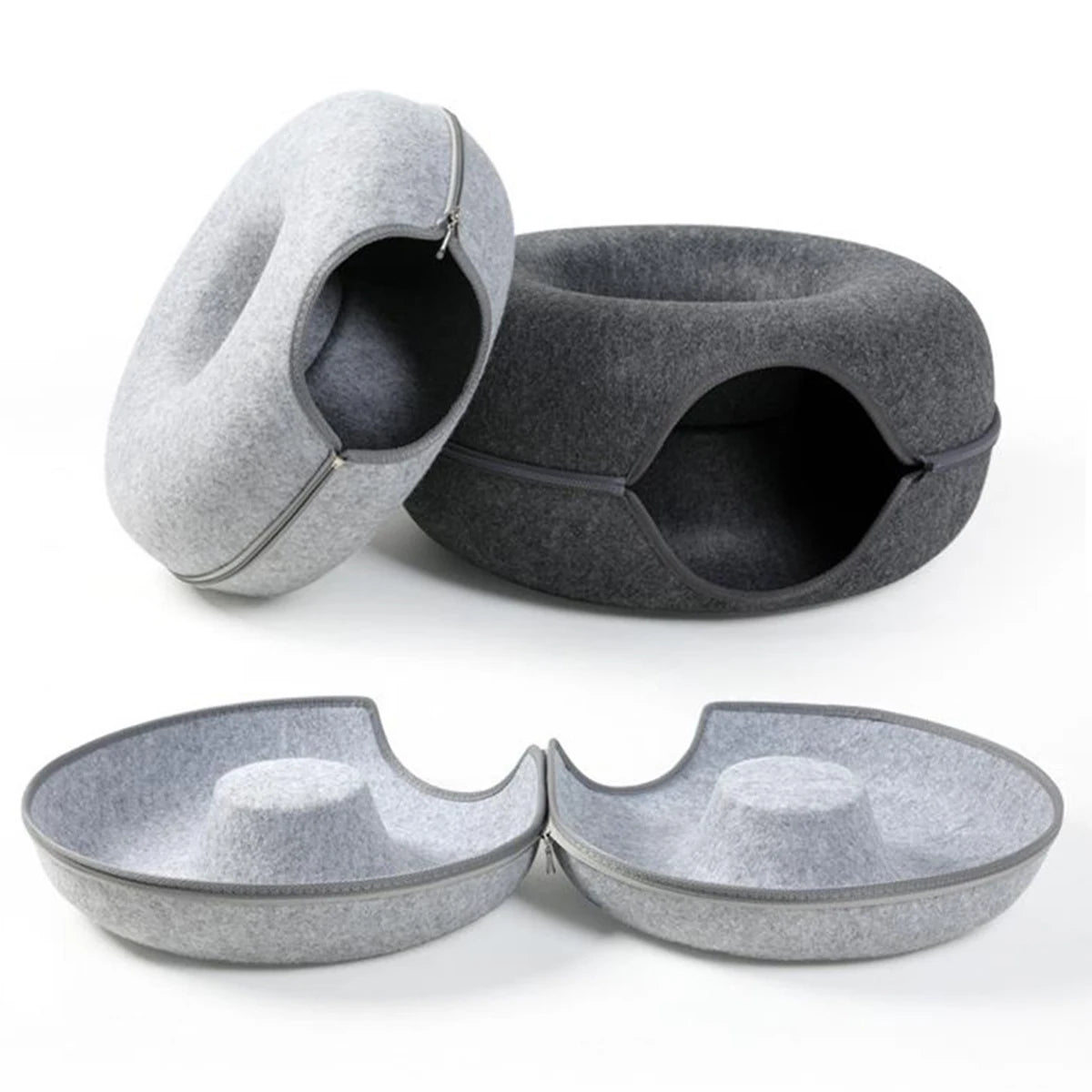 Felt Donut Tunnel Cat Bed