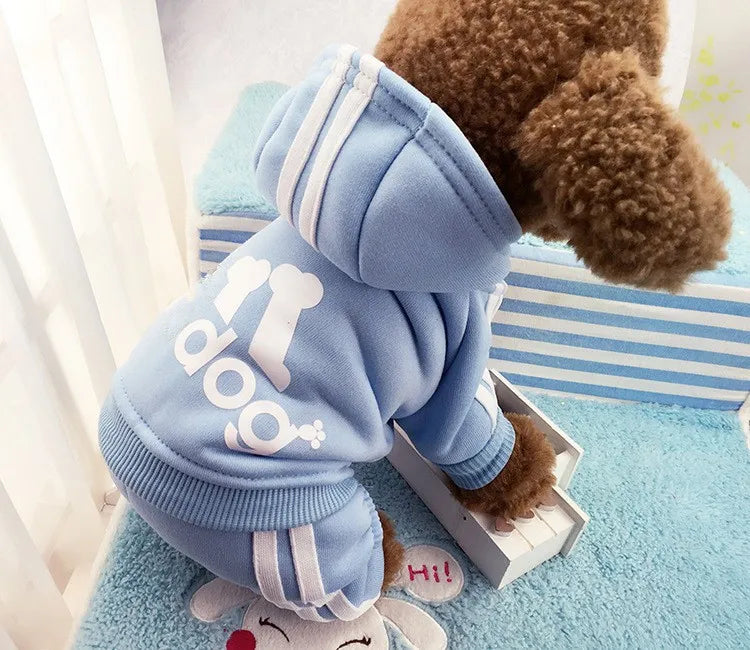 Hooded Tracksuit Jumpsuit for Small Dogs - Light Blue / XS (0.5 to 1.2 kg)