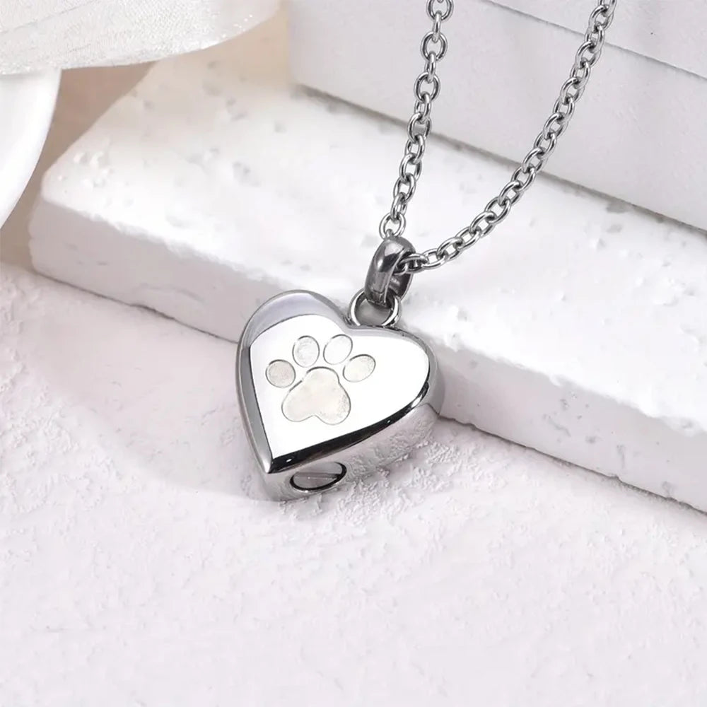 Open Heart Paw Keepsake Urn Necklace