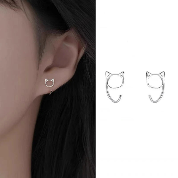 Hollow Cat Stud Earrings