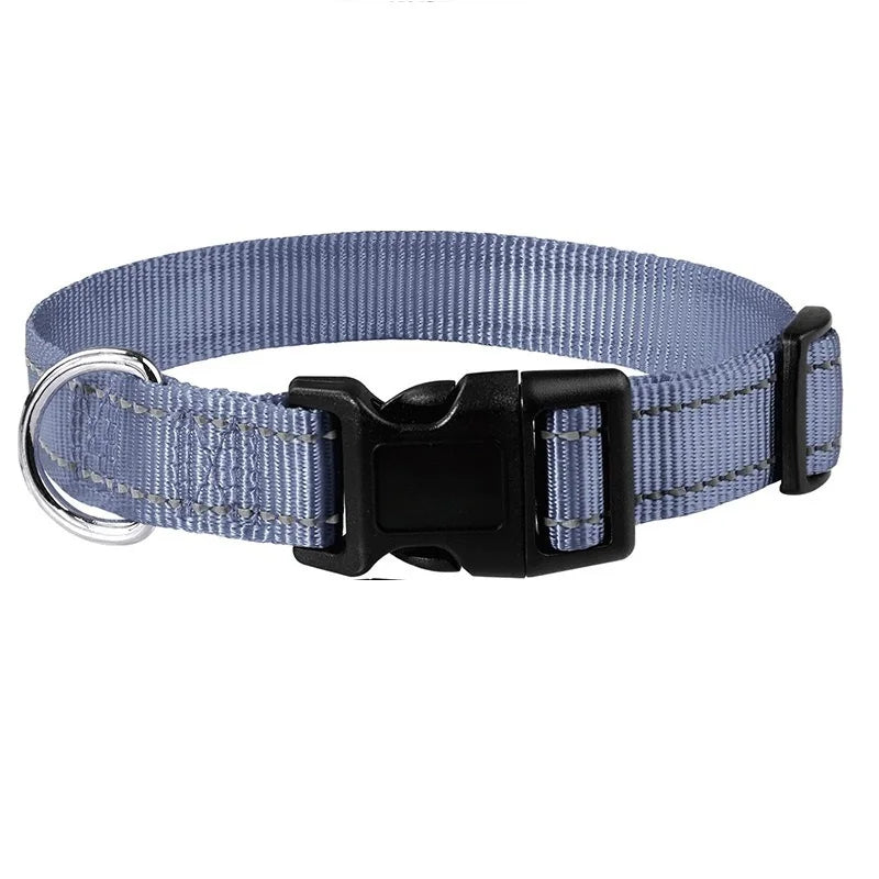 Nylon Dog Collar with Quick-Release Buckle - 3-Grey / L(2.5 cm)(40-60 cm)