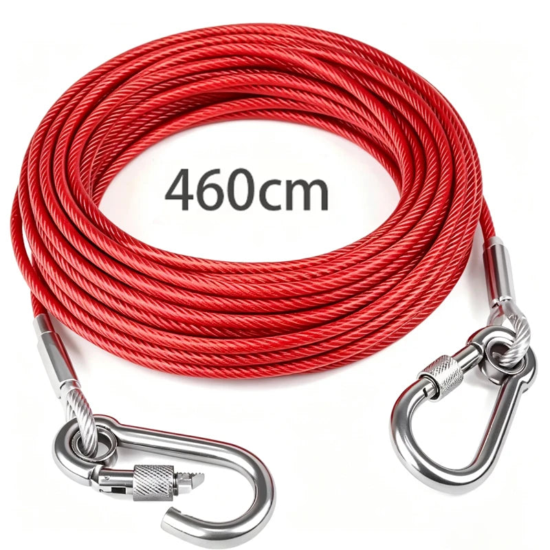 Heavy-Duty Steel Dog Tie-Out Cable - Red 460 cm