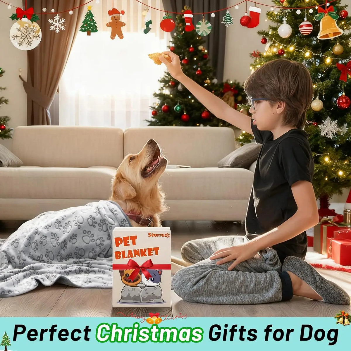 Soft Paw Print Pet Blanket