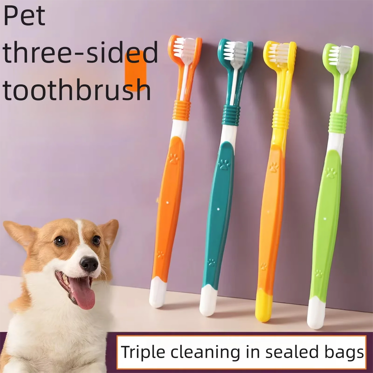 Three-Sided Dog Toothbrush