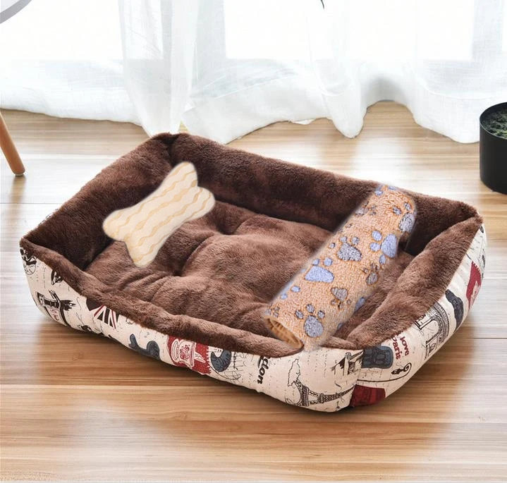 Square Dog Bed with Raised Sides - 3in1 16 / 48x36 cm
