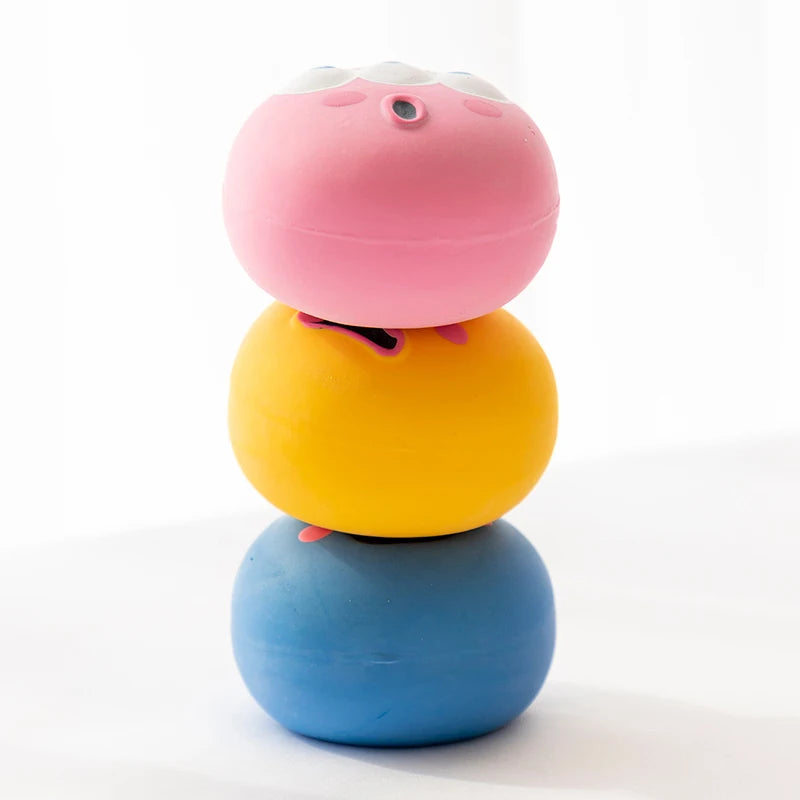 Squeaky Rubber Face Ball Dog Toy