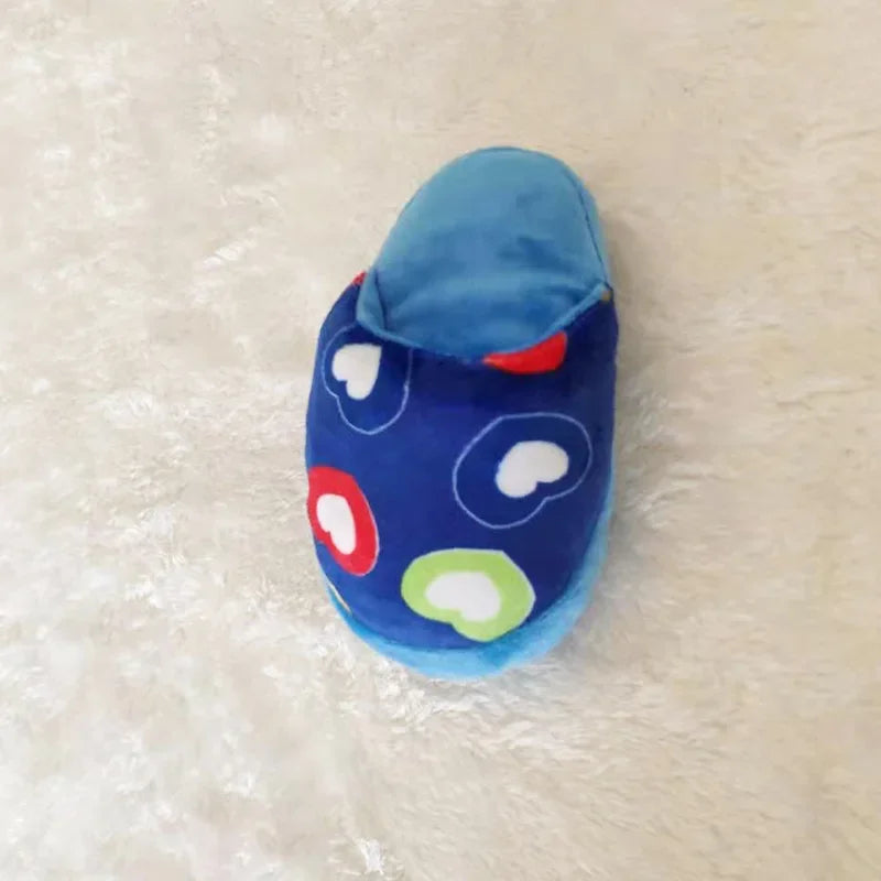 Squeaky Plush Slipper Toy - Blue