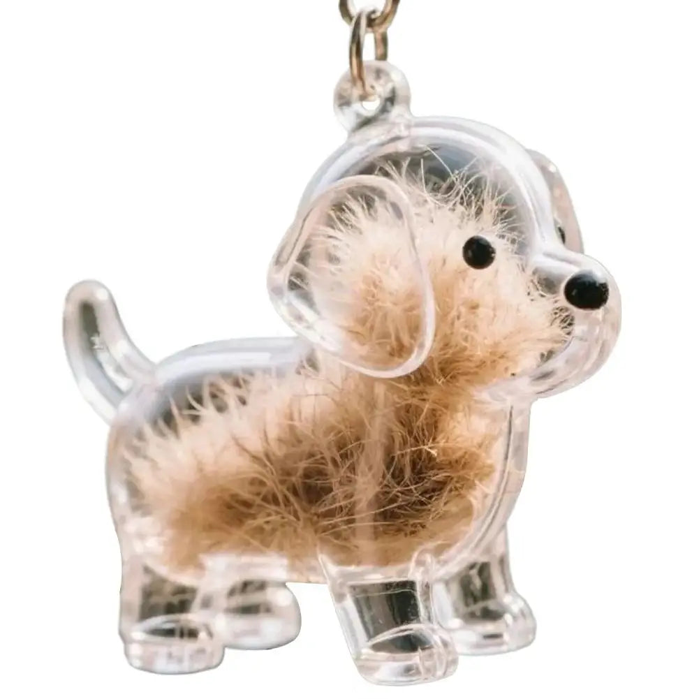 Dog Shaped Fur Keepsake Keyring