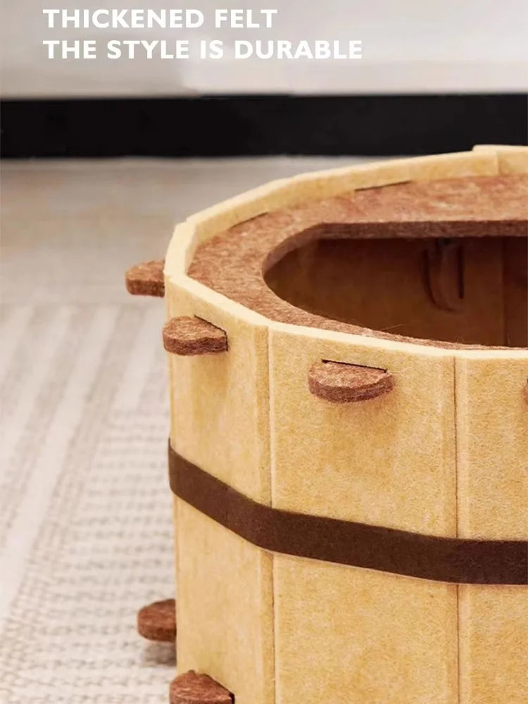 Wooden Tub Felt Cat Bed