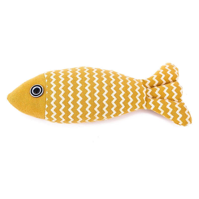 Fabric Fish Cat Toy - Yellow