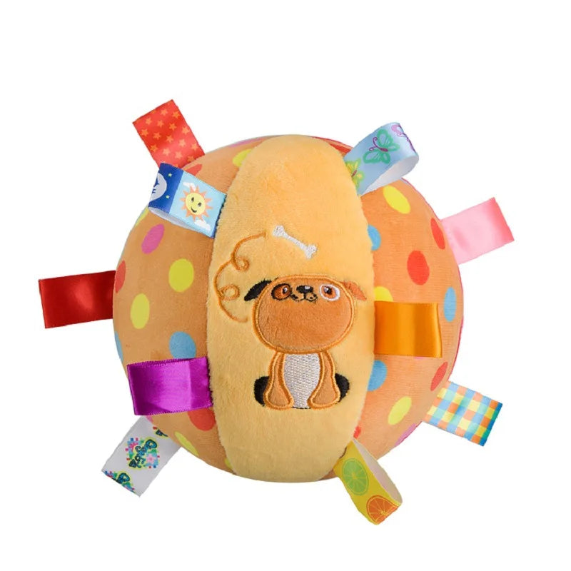 Plush Tag Ball Dog Toy with Squeaker