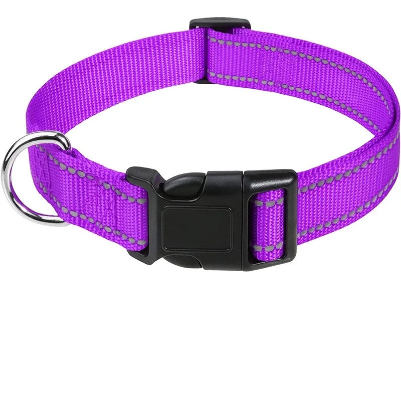 Nylon Dog Collar with Quick-Release Buckle - 11-Purple / M(2.5 cm)(35-50 cm)