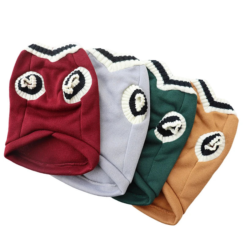 College-Style V-Neck Dog Jumper