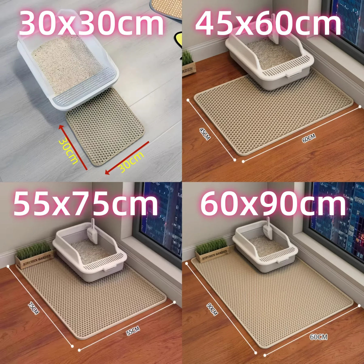 Double-Layer Cat Litter Mat, 30 x 30 cm