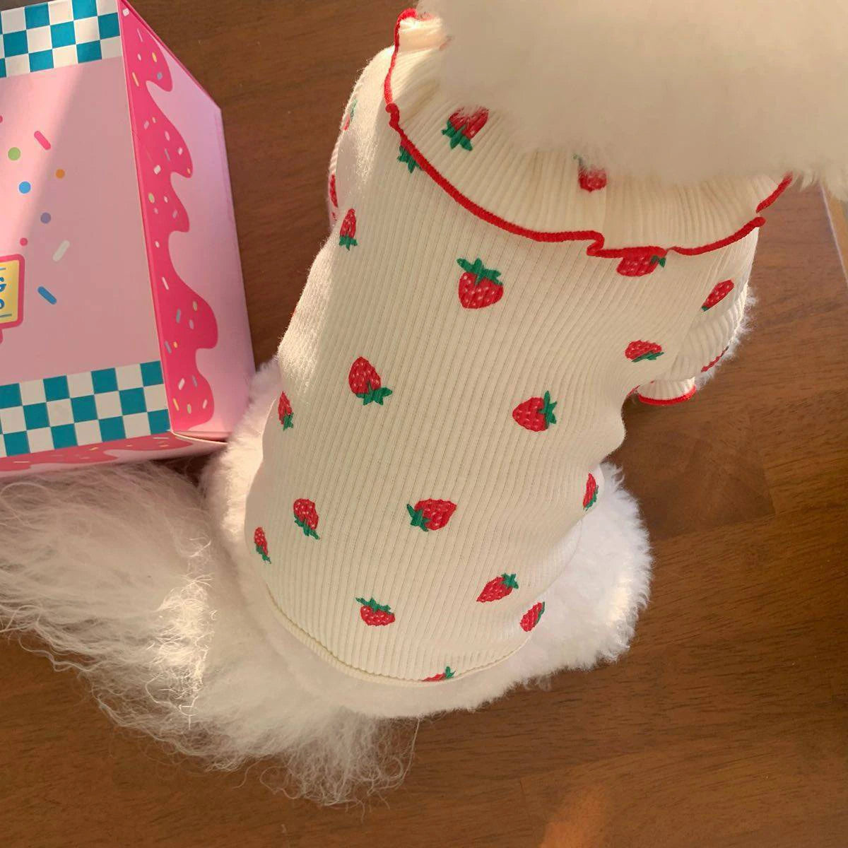 Strawberry Print Summer Top - S / White