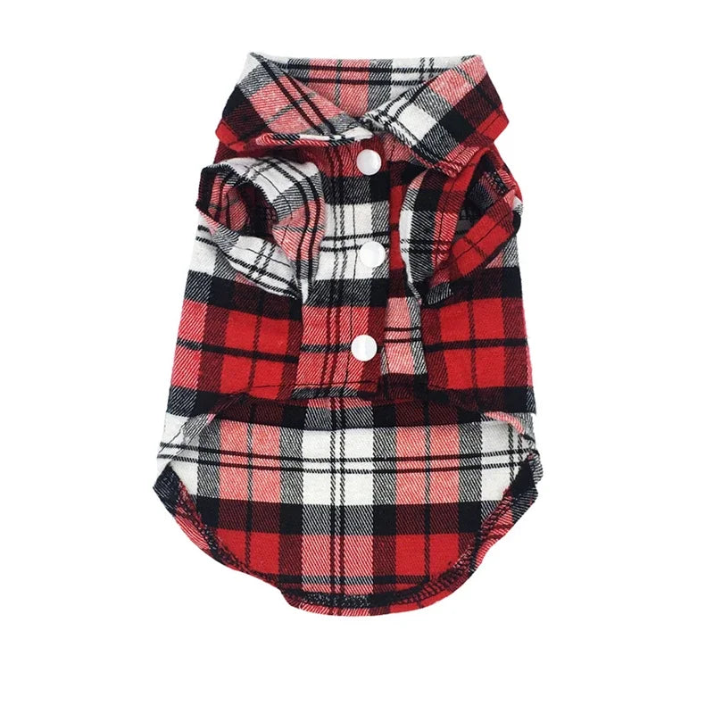 Plaid Cotton Shirt for Small Dogs - Red / XS