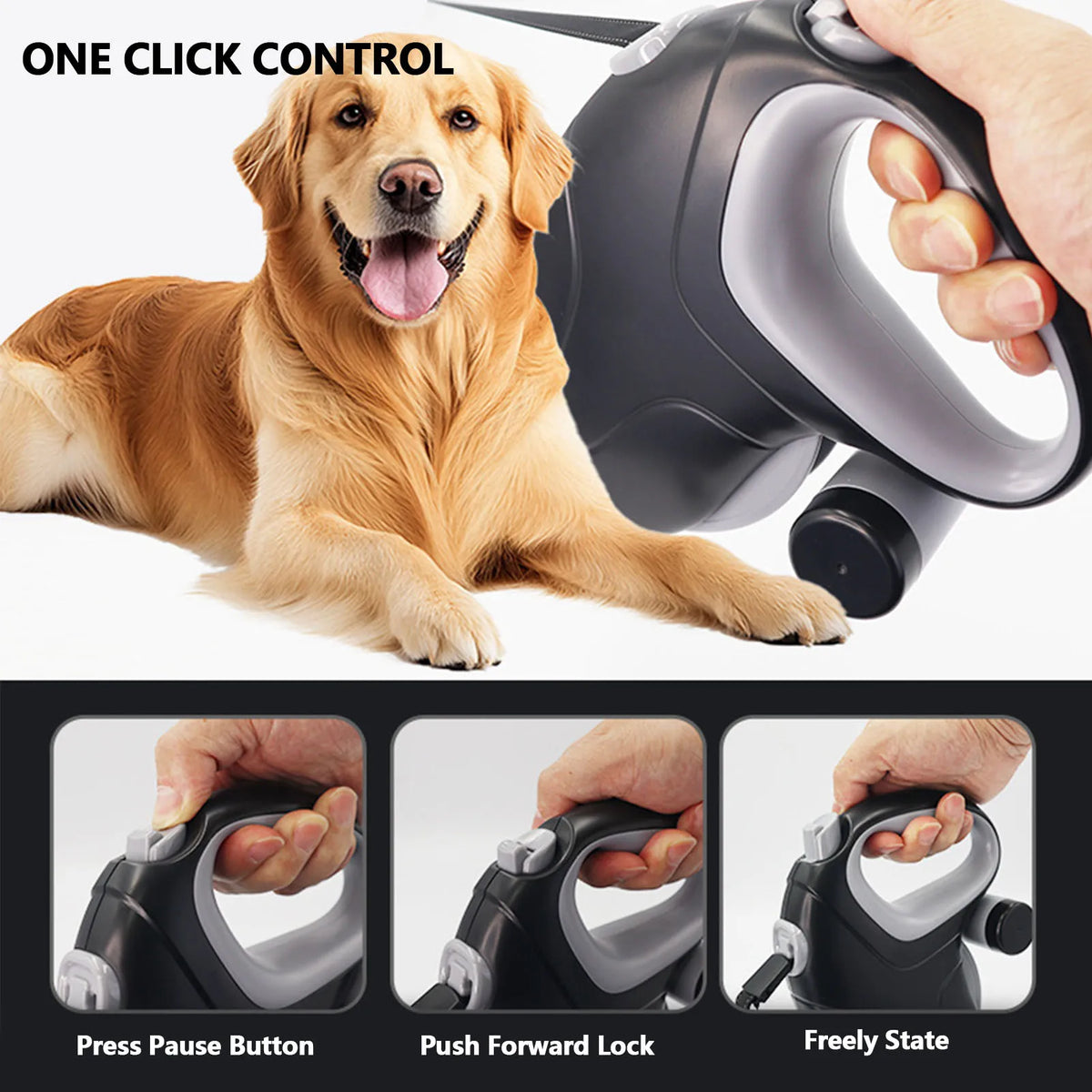10 m Retractable Dog Lead with Bag Holder