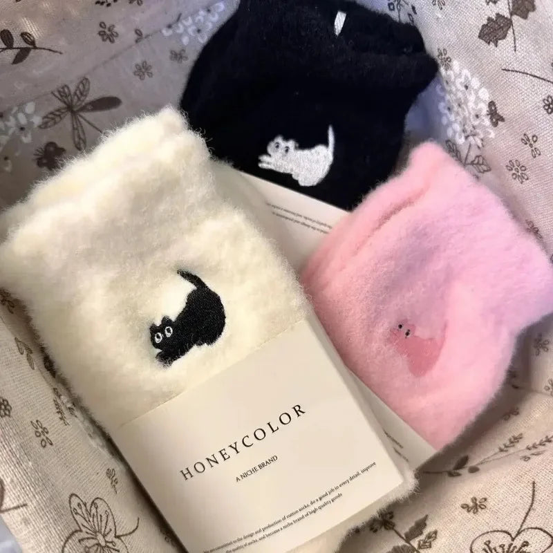 Fuzzy Cat Face Socks