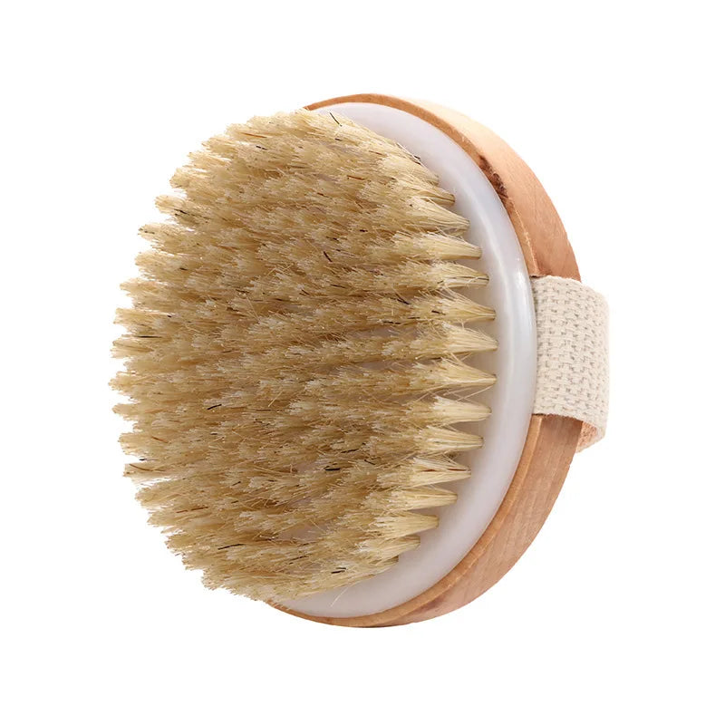 Natural Bristle Pet Bath Brush - Round, with strap