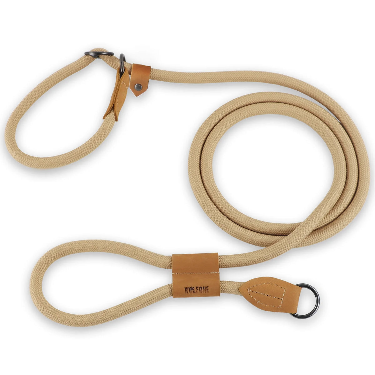 Multi-Use Rope Lead with Leather Trim - Coffee / 3 m