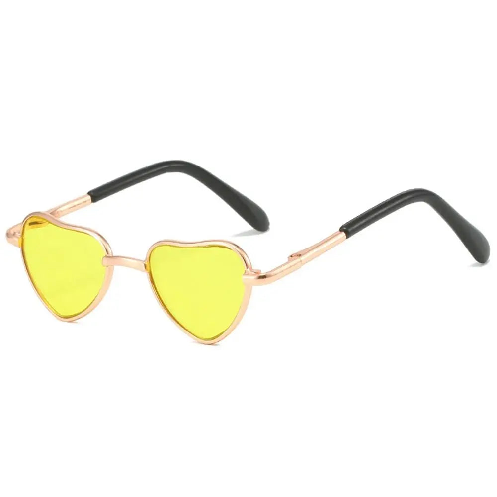 Heart-Shaped Pet Sunglasses - Yellow