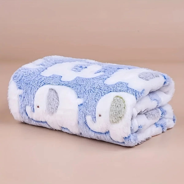 Cartoon Elephant Fleece Pet Blanket