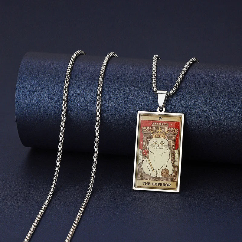Cat Tarot Card Necklace