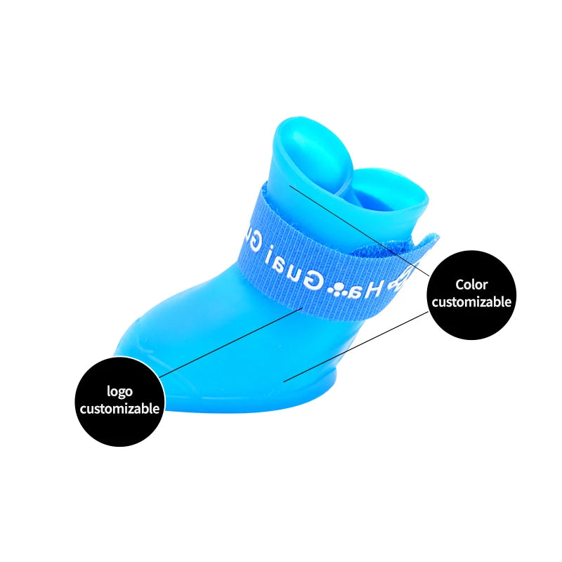 Silicone Rain Boots for Dogs, Set of 4