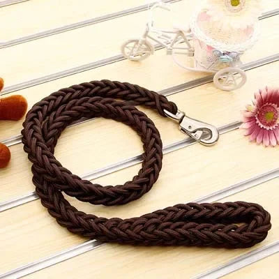 Heavy-Duty Braided Dog Lead, 1.3 m - Coffee / S Width 1.0 cm