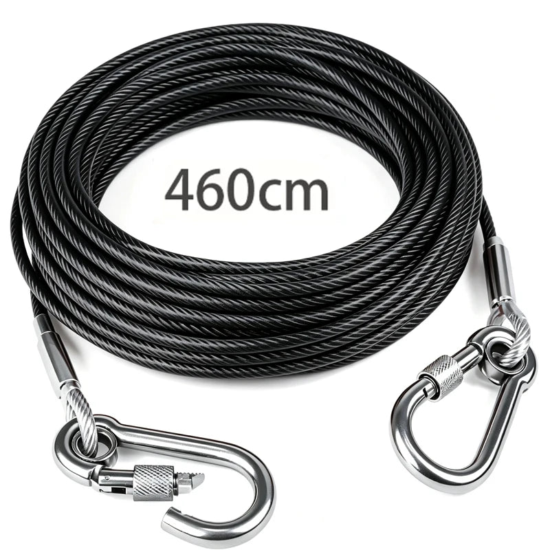Heavy-Duty Steel Dog Tie-Out Cable - Black 460 cm
